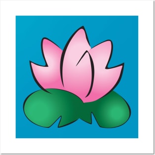 Pink Lotus on Lily Pads Posters and Art